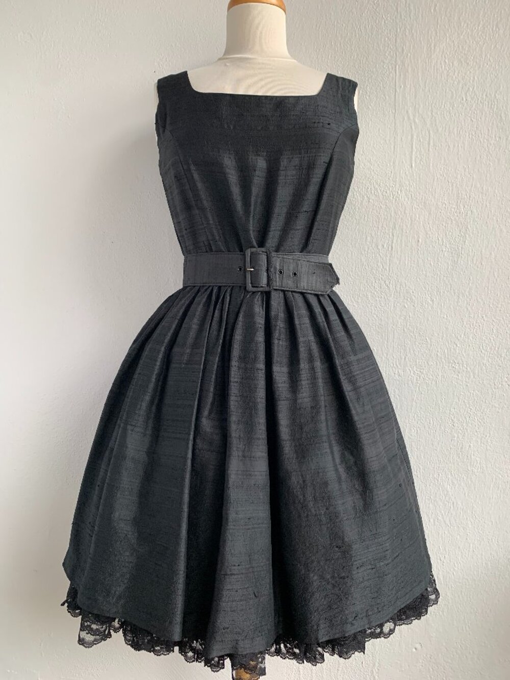 Raw Silk Party Frock and Voluminous Petticoat - Two Pieces